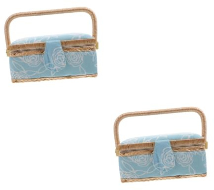 Angoily 2 Pezzi Organizer per Strumenti da Cucito Scatola Portaoggetti Leggera e Portatile con Capacità Ampia per Accessori da Cucito e Colore Blu Rosa per Domestico