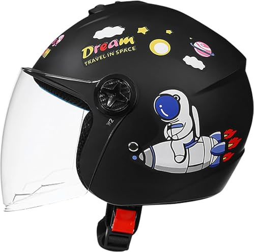 Casco Moto Abierto para Niños | Casco Jet 3/4 | con Visera Solar | Casco Scooter | Homologado Según La Norma ECE 22.06 | para Niños Y Niñas De 4 A 15 Años F,50-55cm