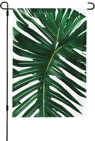 Drapeaux décoratifs en feuilles de palmier vertes pour l'extérieur, décoration de jardin double face pour toutes les saisons