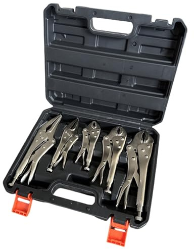5pcs Locking Pliers Set Mole Grips Vice Grips Curved Jaw Locking Pliers 5 7 10 7 9 Long Nose Vise Grip Heavy Duty Vice Grips Pliers Set with Quick Release Lever Thumb Screw Adjustment