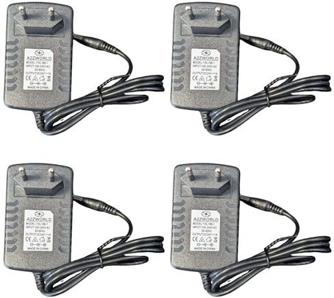4 Pezzi Alimentatore 24W 24V DC 1 A con Spina EU, Trasformatore da 220 V AC a 24 V DC, Colore Nero – Ideale per Strisce LED, Telecamere, Router