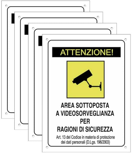 Cartello Area SOTTO POSTA A VIDEOSORVEGLIANZA 4 Pezzi - 20x30cm - PVC Ultra Resistente - Fori preforati - Impermeabili - non Facilmente Deformabili (Segnaletico-14)