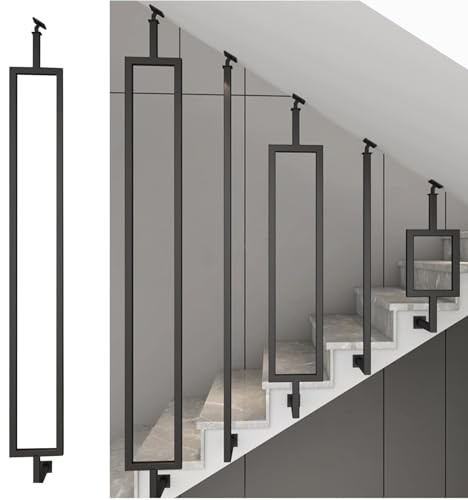 Justerbara trappspindlar i metall, lättinstallerade balustrar för sluttande trappor, perfekt för butik, hotell, teater – 65 cm höjd, svart finish, 1 styck