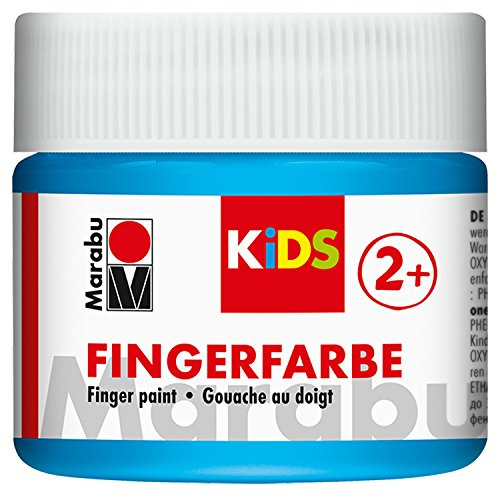 Marabu 03030050090 - Kids Fingerfarbe hellblau 100 ml, Fingermalfarbe auf Wasserbasis, parabenfrei, vegan, laktosefrei, glutenfrei, geeignet zum Malen in Kindergarten, Schule, Therapie und zu Hause
