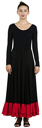 Danzcue Womens Full Circle Flamenco Skirt, Black, XL Adult