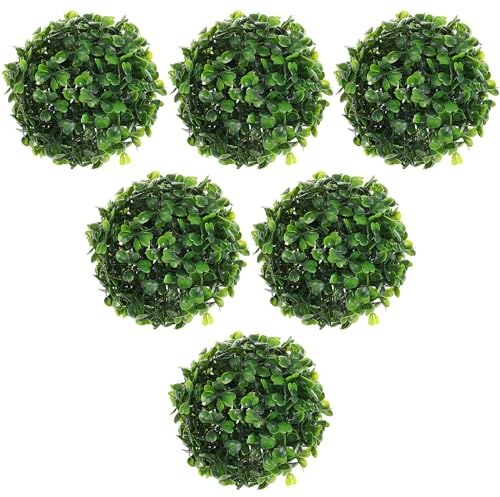 Exceart Buchsbaumkugel, künstliche Buchsbaumkugel, Formschnittbaum, für Innen- und AuÃŸenbereich, Hochzeitsdekoration, 6 Stück