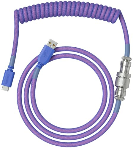 GLORIOUS Coiled Keyboard Cable Premium USB-C (Nebula) | Collegamento USB-A Verso Il PC, Spirali Strette Regolari, Robusto Connettore Aviator In Metallo, Doppio Rivestimento Top