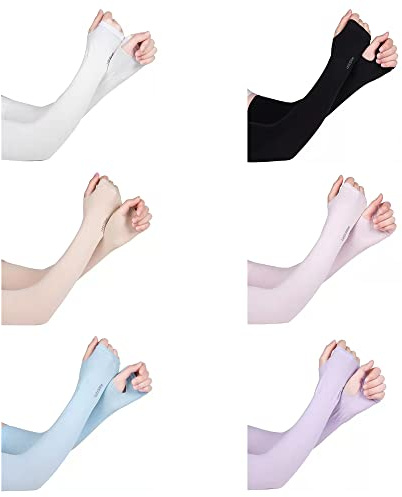 6 pares protección UV Transpirable Mangas ，Mangas Enfriamiento de Protección，para deportes de verano, ciclismo, conducción, pesca, jogging, unisex transpirable.