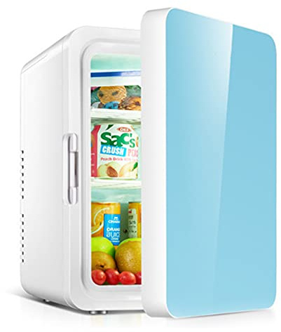 Mini frigo 10 litres / 12 boîte de maquillage portable réfrigérateur avec poignée pour la peau, les cosmétiques, la nourriture et la voiture,Sapphire blue