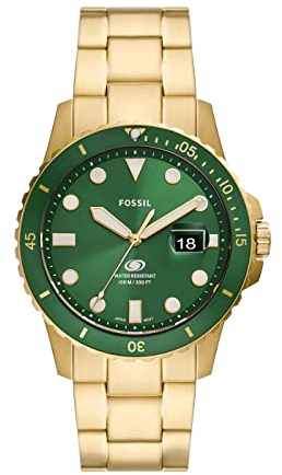 Fossil Watch for Men Fossil Blue, Quartz Movement, 42 mm Gold Stainless Steel Case with a Stainless Steel Strap, FS5950