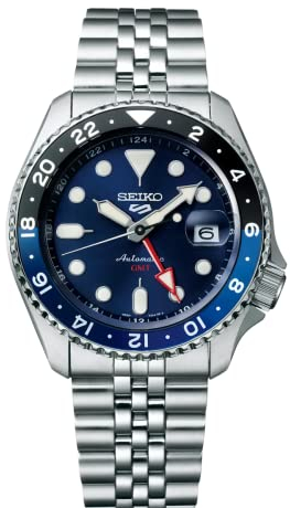 Seiko 5 Sports Herrenuhr Automatik GMT Stahl/Blau SSK003K1