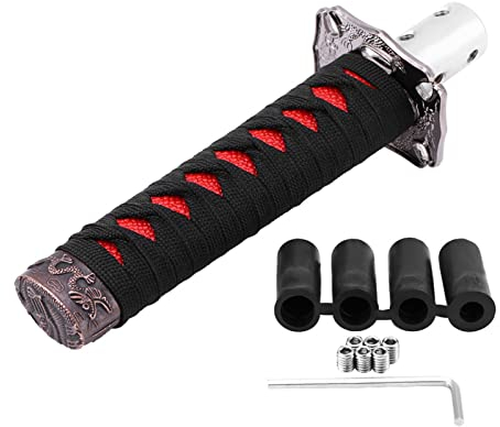 Pomello del Cambio, con Spada Pomelli Katana Samurai Giapponese Testa Cambio della Leva Manopola Manuale Universale 4 Adattatori leva a Barra per Auto Manuali la Maggior Parte delle Automatiche