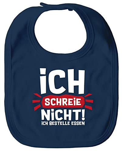 MoonWorks® Baby Lätzchen groß mit Spruch Ich schreie nicht ich bestelle Essen lustige Spüche Babylatz