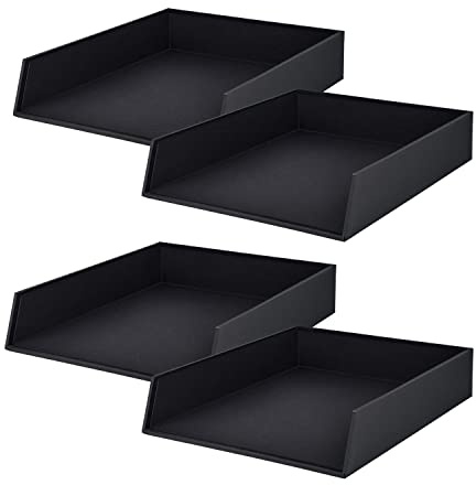 Rössler - S.O.H.O. Briefablage A4 4 Stück 32 x 26 x 6 cm Schwarz | Ablagefächer stapelbar, Dokumentenablage für Briefe, Unterlagen, Akten und Schreibtischorganisation