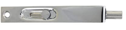 Vibe Slide Flush Bolt 100mm on Chrome, Surface Mounted Door Bolt, Sliding Door Lock, Lock Bolts for Securing Internal Doors for Bedrooms, Bathrooms, Storage Units and Cupboards.
