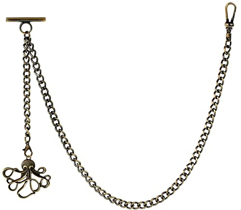 ZTA Albert Kette Taschenuhr Kette Weste Kette für Männer FOB T BAR mit Schwenkverschluss mit Oktopus Design Anhänger FOB Charme