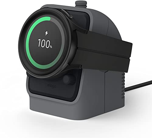 elago Charging Station for Galaxy Watch | 9, 8/8 Classic, 7, 6/6 Classic, 5/5 Pro (40, 43, 44, 45, 47mm) Ladegerät nicht enthalten (Dunkelgrau)