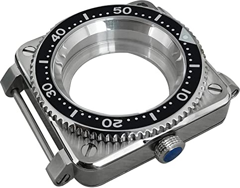 Caja de reloj Cristal de zafiro de acero inoxidable para reloj NH35/NH36/4R/7S, Black B