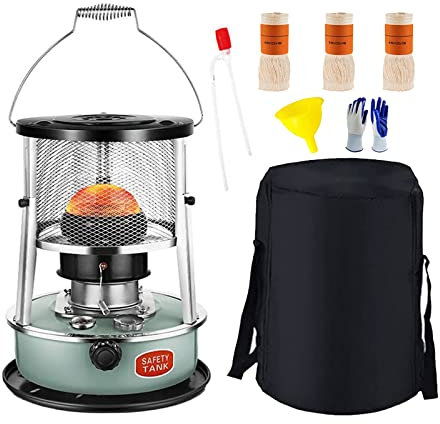 Portable Kerosene Heater Stove 4.5l, Camping Petroleum Stove Without Electricity, Indoor Outdoor Kerosene Stove Burner, Paraffin Heater, Black/ Green Oil Heater, 360° Surround Heating,Black-4.5L