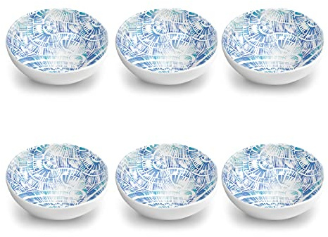 Abode Homewares Coastal Scallops Melamine Bowl - Blue - 7 - Set of 6