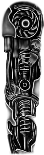 x3 Tatouage bras mécanique - 1 lot de 3 Feuilles de tatouage éphémère sleeve | Bras complet | Noir | Homme - TATTOO YOUR STYLE