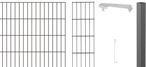 Alberts 664497 Zaungabionen Cluster | verschiedene Längen und Höhen | zum Einbetonieren | anthrazit | Mattenbreite 200 cm | Höhe 100 cm | Länge 4 m