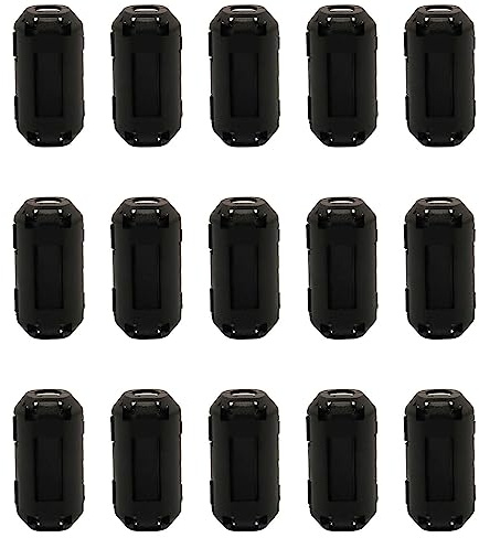 15 Stück 5 mm Ferritkerne Ferritfilter Ferrit Ringkern Kabel Clip Set Größen Klappferrit für Kabel RFI, EMI für USB Kabel, Audio und Video Kabel Power Cord