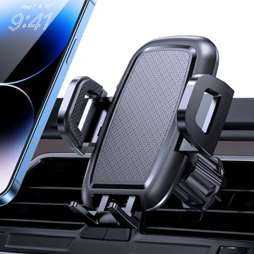 Miracase Car Phone Holder, Stable Single Steel-Hook Air Vent Car Phone Mount Cradle 360°Rotation, One Button Release Mobile Phone Holder for iPhone, Galaxy, All 4.0''-7'' Smartphones