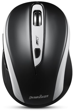 Perixx PERIMICE-721WB Kabellose Ergonomische Maus, 5-Tasten-Optisches Design, 2.4 GHz, Kompatibel mit Desktop und Laptop, Weiß und Schwarz