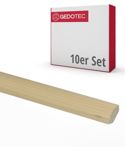 Gedotec Viertelrundstab - Holzbretter zum bauen und basteln aus Nadel-Holz 100 cm | 10 Stück 9x9 mm | BASIC | vielseitige Zierleiste und Holz zum Basteln von verschiedenen Objekten | Holzleisten