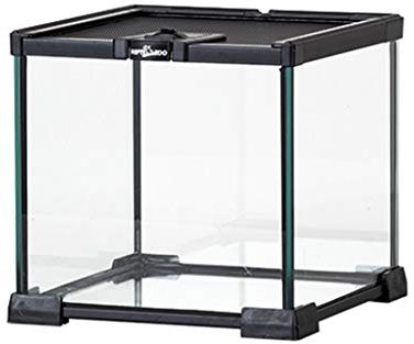 Reptilien-Terrarien, Schwarze Reptilien-Horn-Frosch-Futterbox, Testudo-Käfer-Aquarium, Lüftungsfenster, Haustierhaus mit Futterloch (schwarz, 31 x 21 x 15 cm)