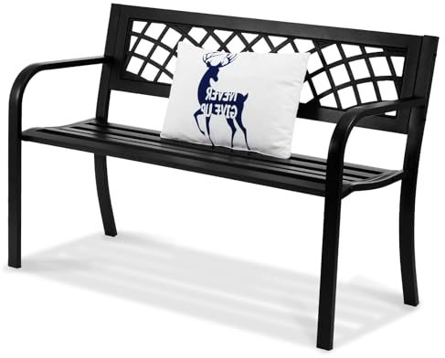 VEVOR Banc d'extérieur résistant aux intempéries, métal, noir, 52,5 x 116,3 x 76,2 cm