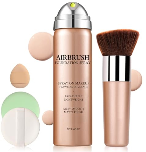 LZXLUKGIR Magic Minerals – Fond de teint aérographe à couverture complète, application impeccable pour peaux matures, fond de teint hydratant pour finition brume (01 porcelaine naturelle/chaude)