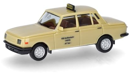 Herpa Modellauto Wartburg 353 '85 VEB Kraftverkehr Leipzig/Taxi (Sachsen/Leipzig), Miniatur im Maßstab 1:87, Sammlerstück, Made in Germany, Modell aus Kunststoff