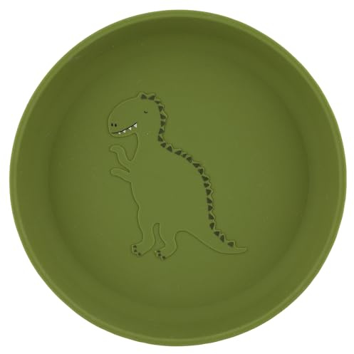 Trixie Mr. Dino Silikon-Teller, 100% lebensmittelechtes Silikon, ab 4 Monaten, langlebiges und leicht zu reinigendes Geschirr, perfekt für Baby-Entwöhnung und selbstständiges Essen