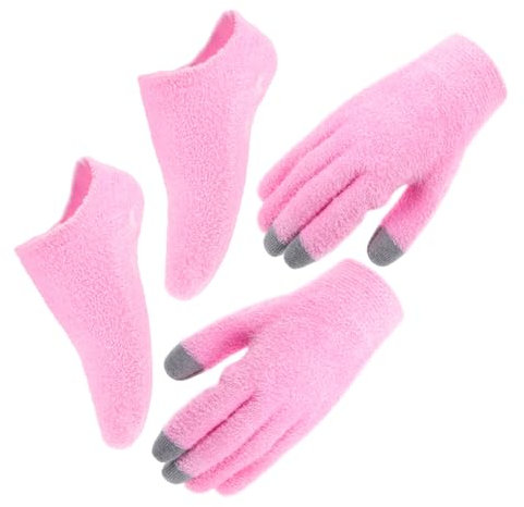 PAMINGONO Feuchtigkeitsspendende Handschuhe mit Touchscreen Fußpflege Socken Satz Atmungsaktiv Hautfreundlich für Trockene Hände Füße Pflegend Passend für Damen Nachtpflege