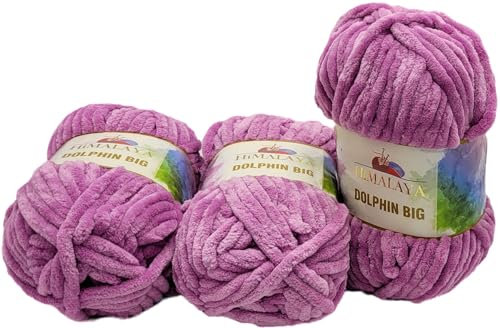 3 x 200 g Dolphin Big Himalaya, Strickgarn extra dick, Babywolle 600 Gramm Babywolle, Strickwolle einfarbig (Rosa 76734)