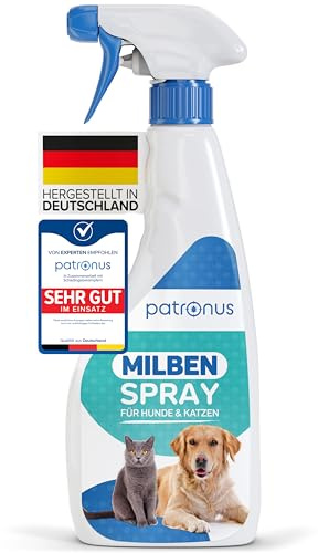 Milbenspray Hunde & Katzen für effektive Milben-Abwehr [500 ml] | Grasmilben Spray für Hunde & Katzen mit ätherischem Öl, Milbenspray Hund & Katze - dezenter Duft, wirksam & laborgeprüft