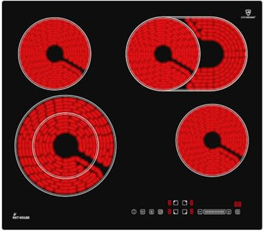 KKT KOLBE | Kochfeld Autark Glaskeramik 60 cm | 6,6 kW | 4 Zonen | 9 Stufen | Bräterzone | Dualkochzone | Rahmenlos | Touch Slider | Abschalt-Timer | CH5901RL