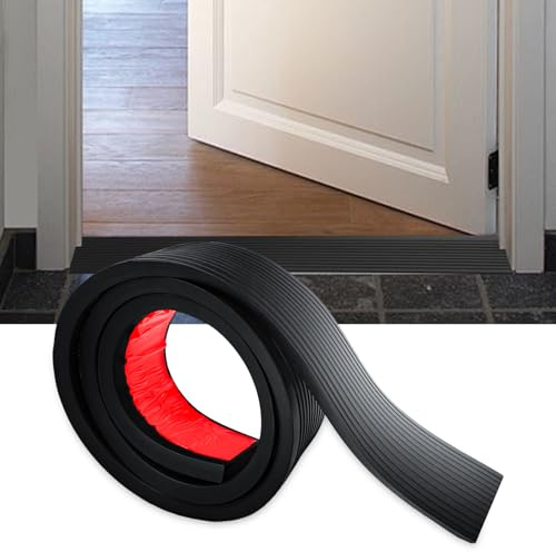 1M*8cm*2.5cm Türschwellenrampe, bis 800 kg belastbar, Gummirampe Selbstklebende für 2,5cm Höhenunterschied, Türschwelle Rollstuhlrampe für Saugroboter, Kinderwagen (Schwarz, 2.5cm-Anstieg)