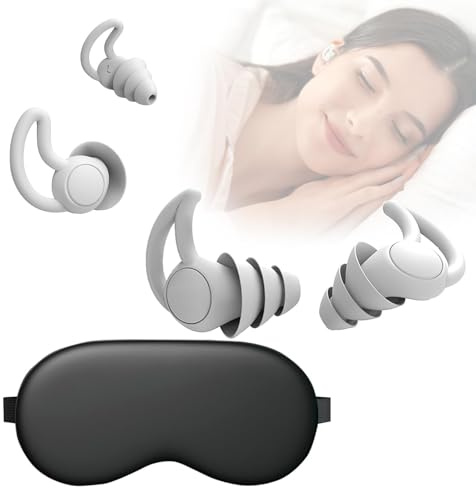 Ohrstöpsel Zum Schlafen,silikon Ohrstöpsel zum schlafen weiche 3D-Form, 3 Schichten schallisolierendes Material, geeignet für Flugzeuge, Schlafen, Reisen und Konzentration,Grau–1 Paar