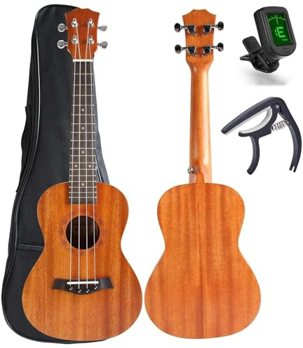 Ukulele Tenor-Ukulele Massives Mahagoni 53,3 Cm Ukulele-Anfänger-Set Mit Gigbag Digitales Stimmgerät Kapodaster-Ukulele-Set
