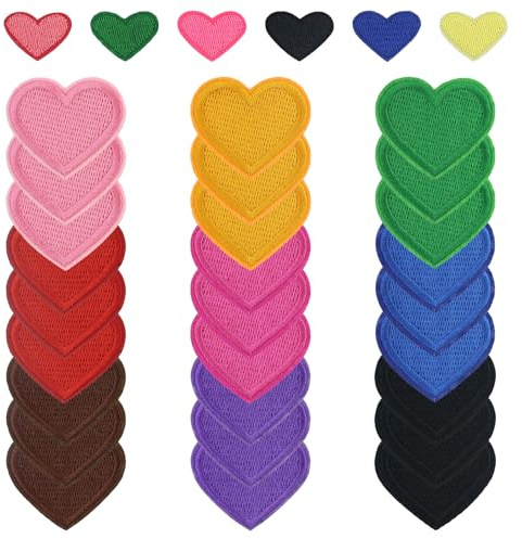 27 Stück Herz Stickerei Aufnäher, Herz Patches zum Aufbügeln,Herz Bestickte Patches,Bügelpatch Herzform für Kleidung Hüte Jacke Jeans Rucksäcke Tasche DIY Dekoration