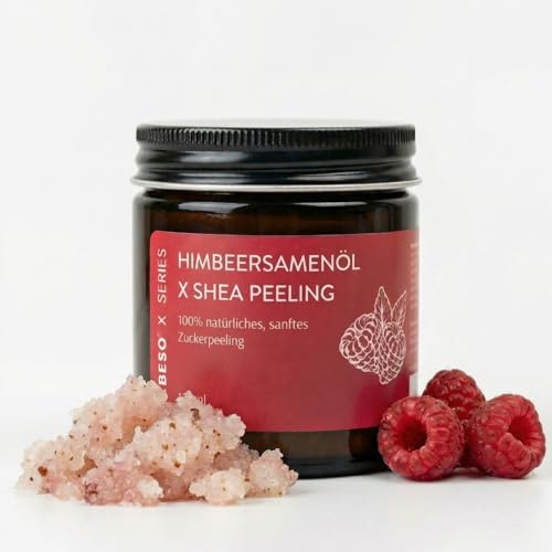 Natürliche Himbeersamenöl Peeling – Feuchtigkeitsspendend, nährend & regenerierend – Vegan & hautfreundlich – Perfekt für trockene Hautpflege – 120ml