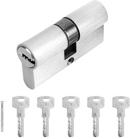 Cilindro de puerta 30/30 para cerradura de perfil con 5 llaves, cilindro de cerradura con pomo para cerradura de puerta, puerta interior, 6 cm x 1,5 x 3 cm