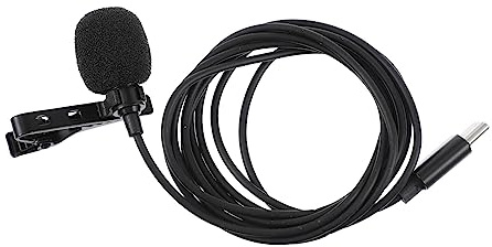 Milisten Type-c Telefonmikrofon Lavalier Mikrofon mit Clip, Schwarz | 360° Omnidirektionale Aufnahme, Geräuschreduktion und Windschutz, Tpe Eisen Schaum Struktur