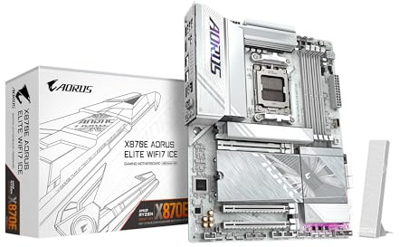 GIGABYTE X870E AORUS Elite WIFI7 ICE AMD AM5 LGA 1718 Motherboard, ATX, DDR5, 4X M.2, PCIe 5.0, USB4, WIFI7, 2.5GbE LAN, EZ-Latch, 5-Year Warranty