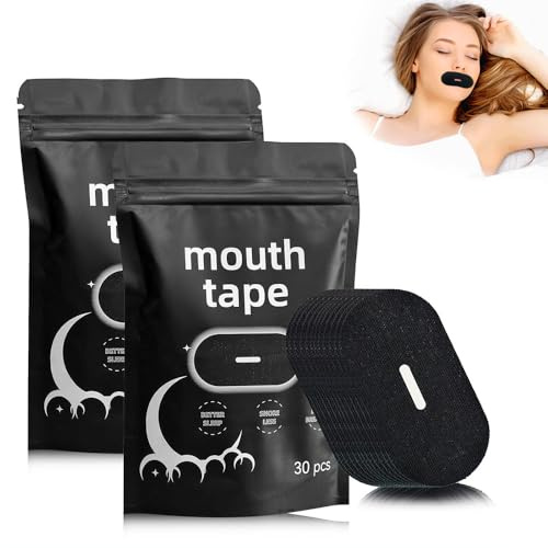XFSRG 60 Pezzi Cerotti per Bocca per Dormire Strisce Adesive Respiratorie in Tessuto Elasticizzato per un Sonno Tranquillo Adatti a Tutti (Nero)