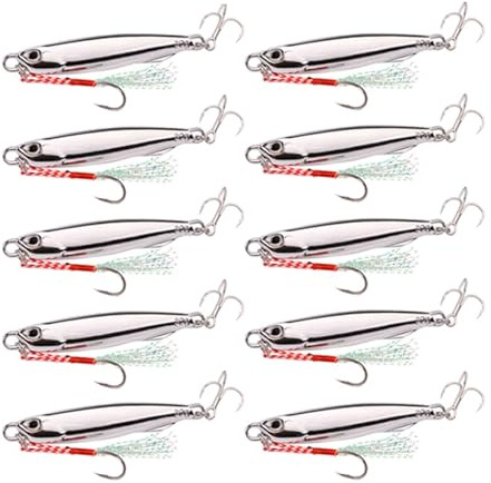 INEOUT 10 Unids/Lote Japen Metal Fundido Jig Cuchara 10/15/20/30/40/60g Orilla De Jigging Pescado Mar Señuelo For Pesca De Lubina Aparejos De Cebo Artificial(10PCS Silver,10G 5CM)