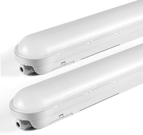 TONFFI 2 Stück Feuchtraumleuchte LED 120CM, 36W 4500LM Feuchtraumlampe, 4000K Neutralweiß Röhrenlampe Komplett, Verknüpfbar IP65 Werkstattlampe led Keller Deckenleuchte für Garage Werkstatt